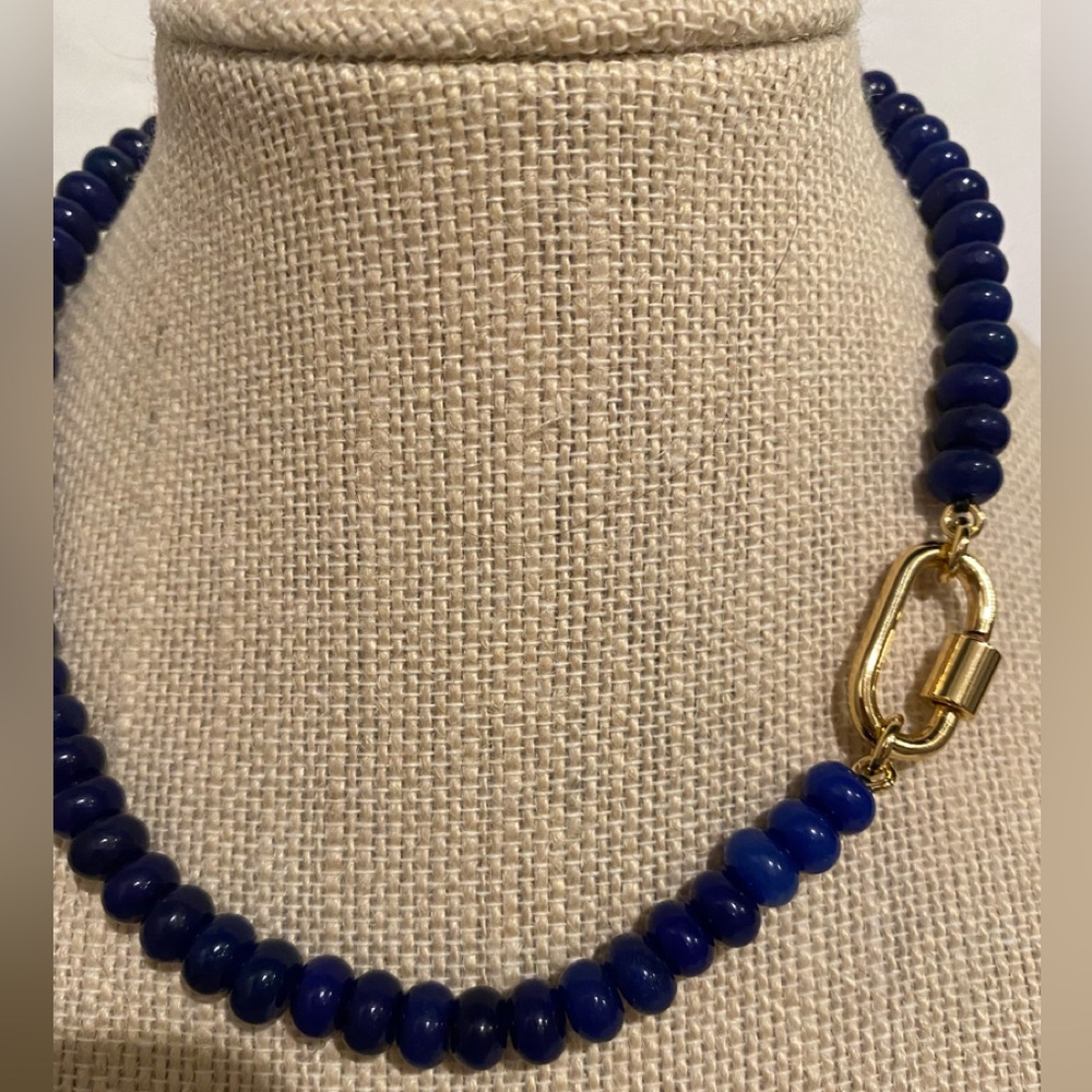 MADEWELL Semiprecious Beaded carabiner charm Necklace lapis blue stone - Picture 4 of 4
